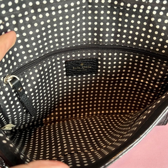 Kate Spade Black Leather Envelope Crossbody Purse w/ Gold Chain Strap EUC - Picture 7 of 10